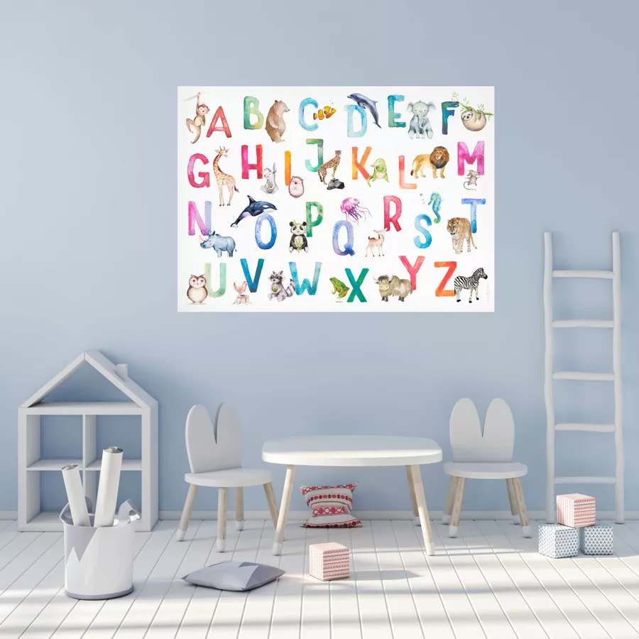 Nikima Poster Kinder Lernposter Tier ABC Watercolor - in 3 Größen bunt