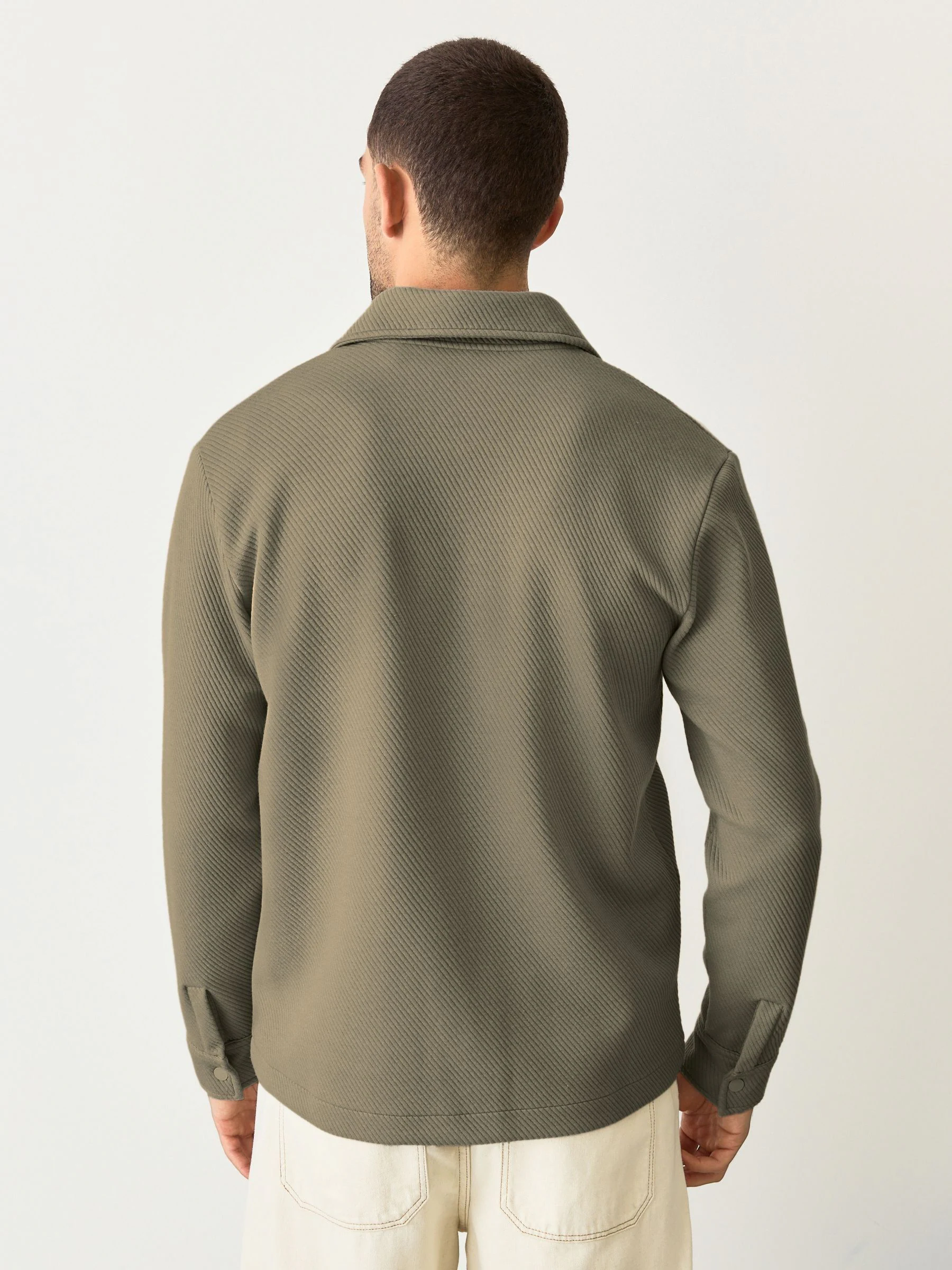 Naturel bruin - Diagonaal structuur Jersey Overshirt