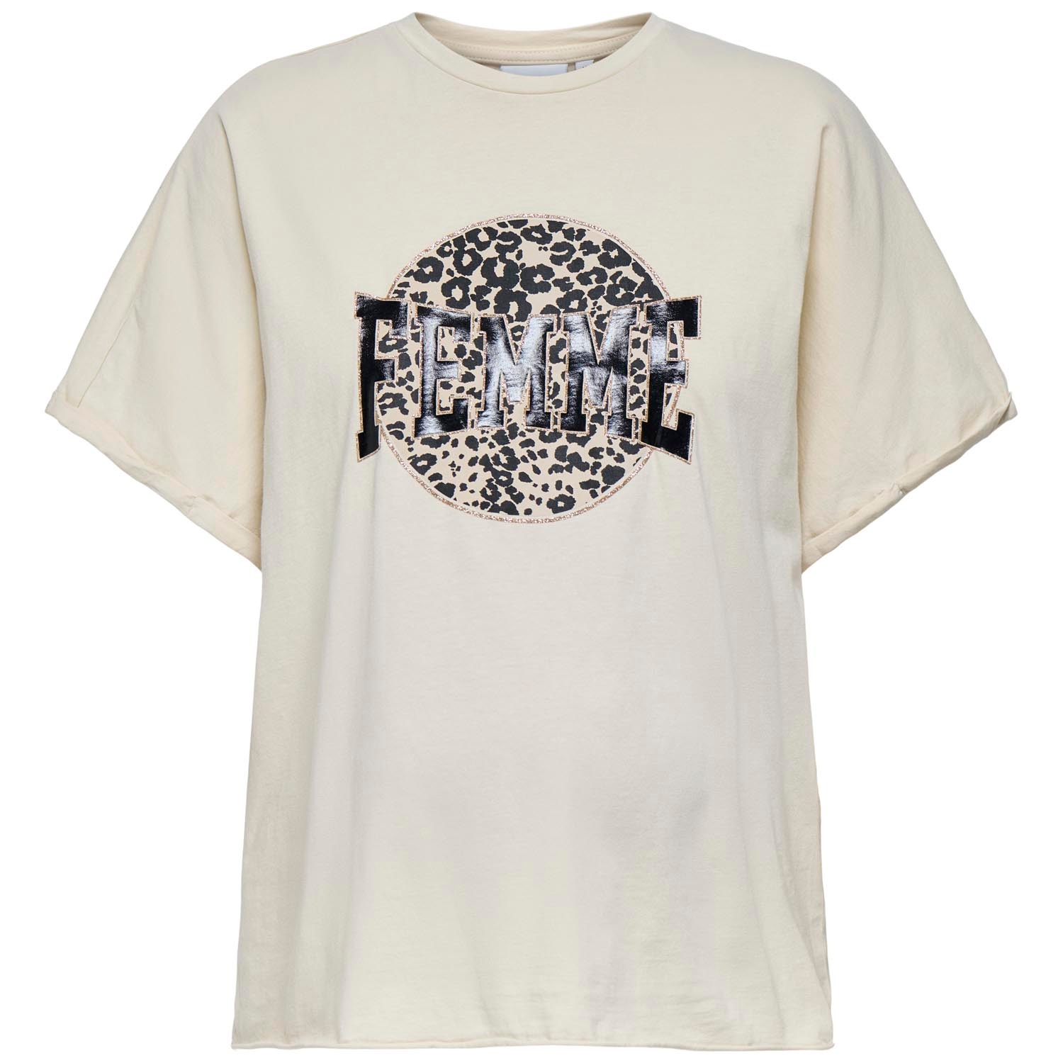 ONLY zwangerschaps T-shirt korte mouwen printopdruk beige