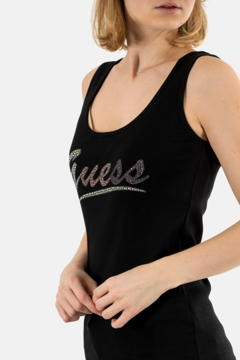 Débardeurs guess jeans logo tank jblk jet black a996