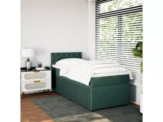 Sommier à lattes de lit avec matelas Vert foncé 90x190 cm