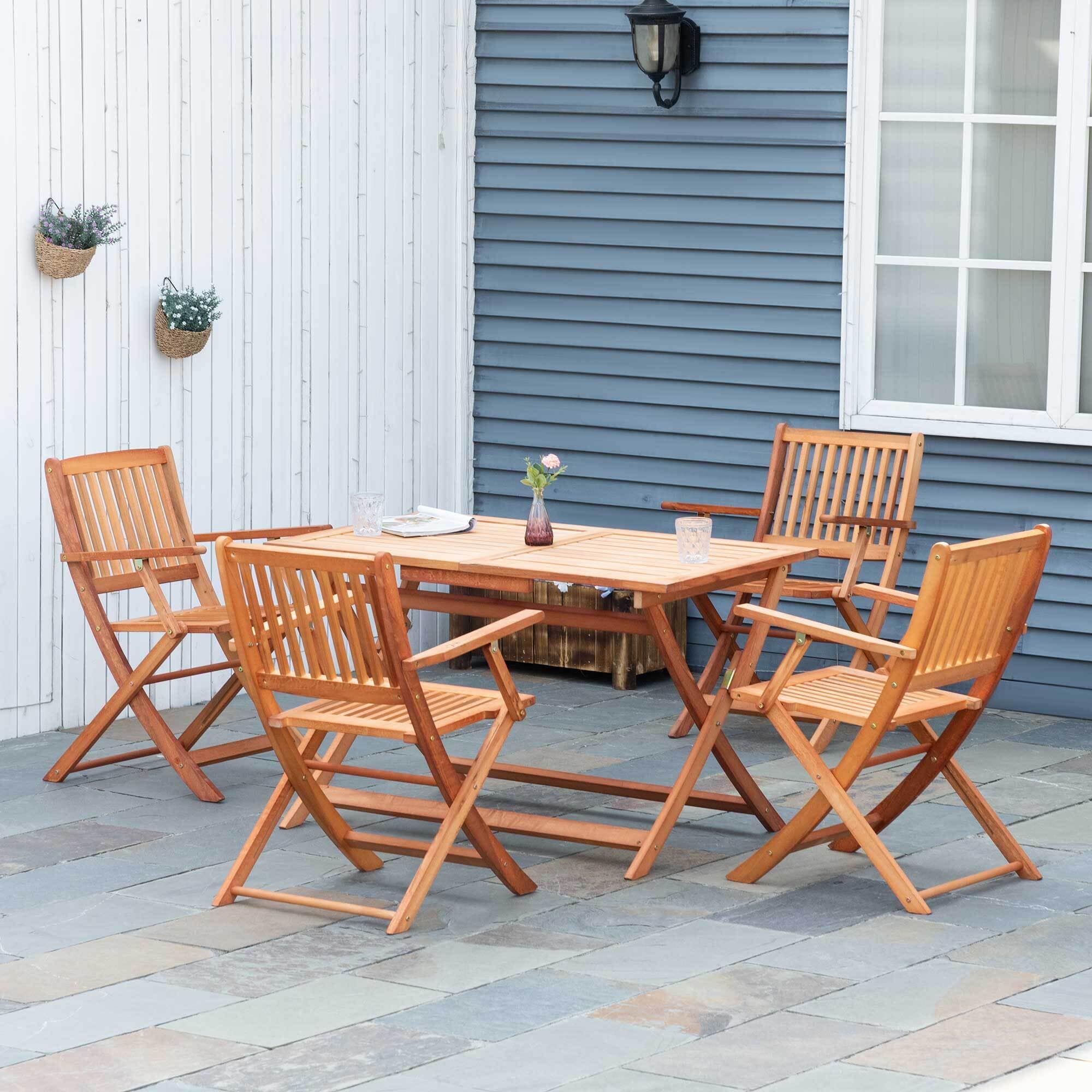 Outsunny 5-teiligen Essgruppe mit Klappfunktion natur 120L x 70B x 72H cm |
