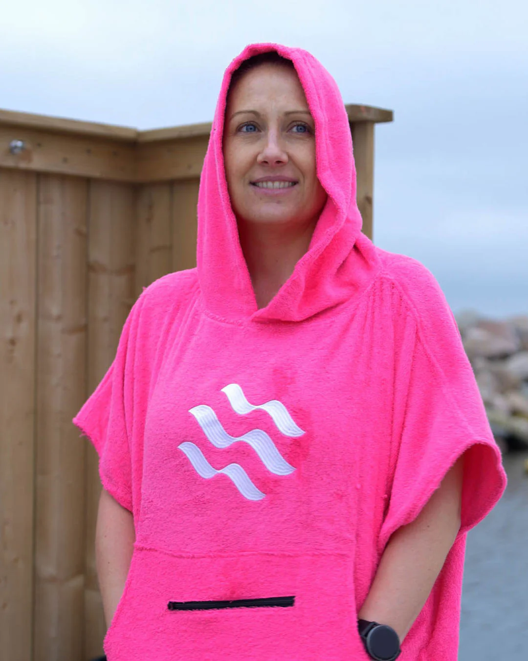 Watery badeponcho til voksne - Bomuld - Grå