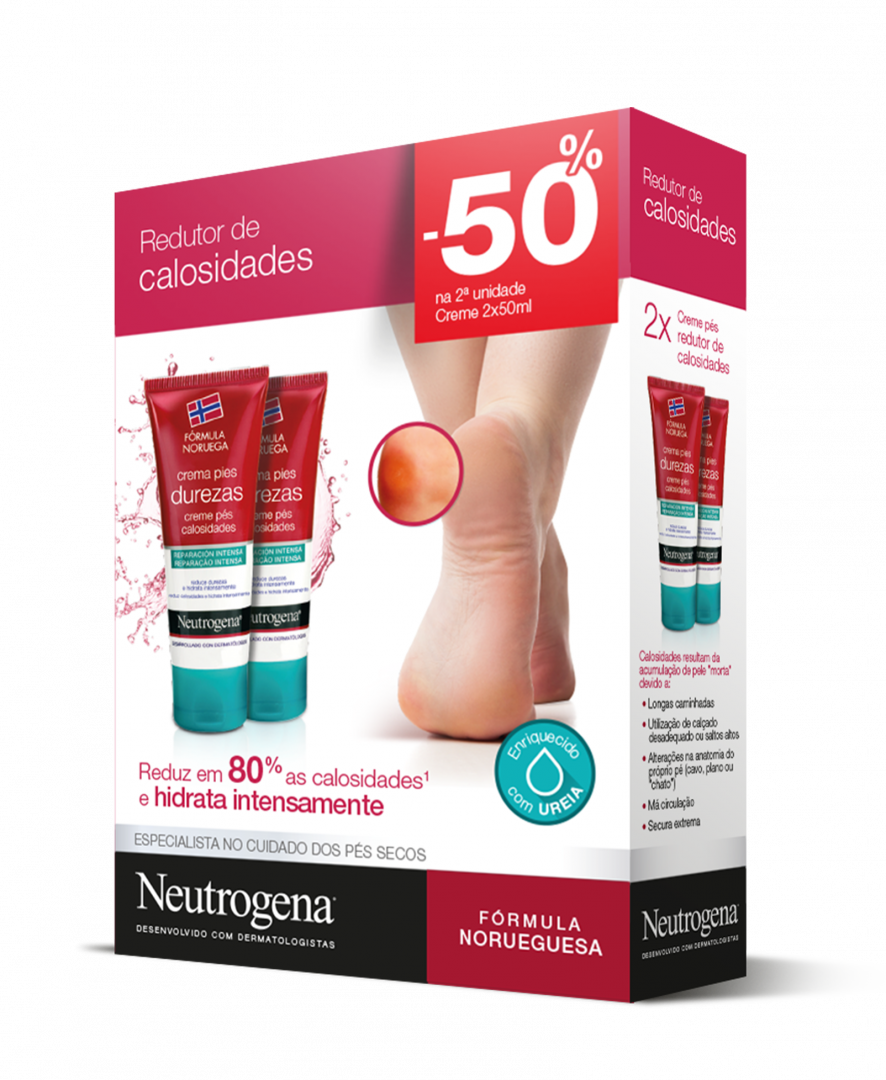 NEUTROGENA FÓRMULA NORUEGUESA CREME PÉS REDUTOR DE CALOSIDADES 2x50ml PROMO -50% 2ªUNIDADE