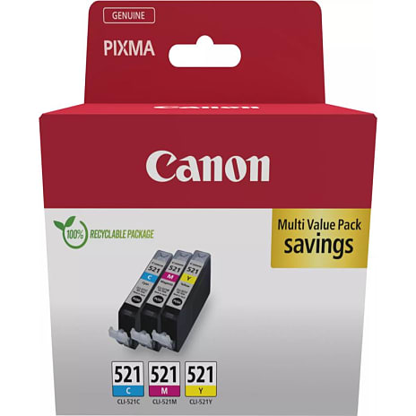Canon CLI-521 blækpatron - cyan/magenta/gul