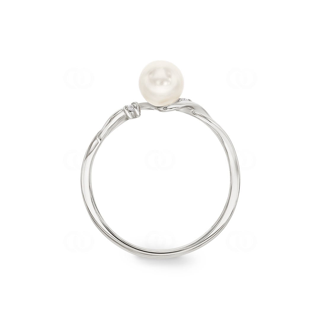 Damenring 925 Silber rhodiniert mit Kunstperle 5mm und Zirkonia