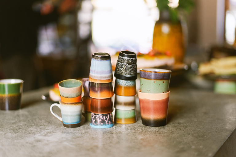 HKliving 70's Ceramic Ristretto mok set van 4 good vibes
