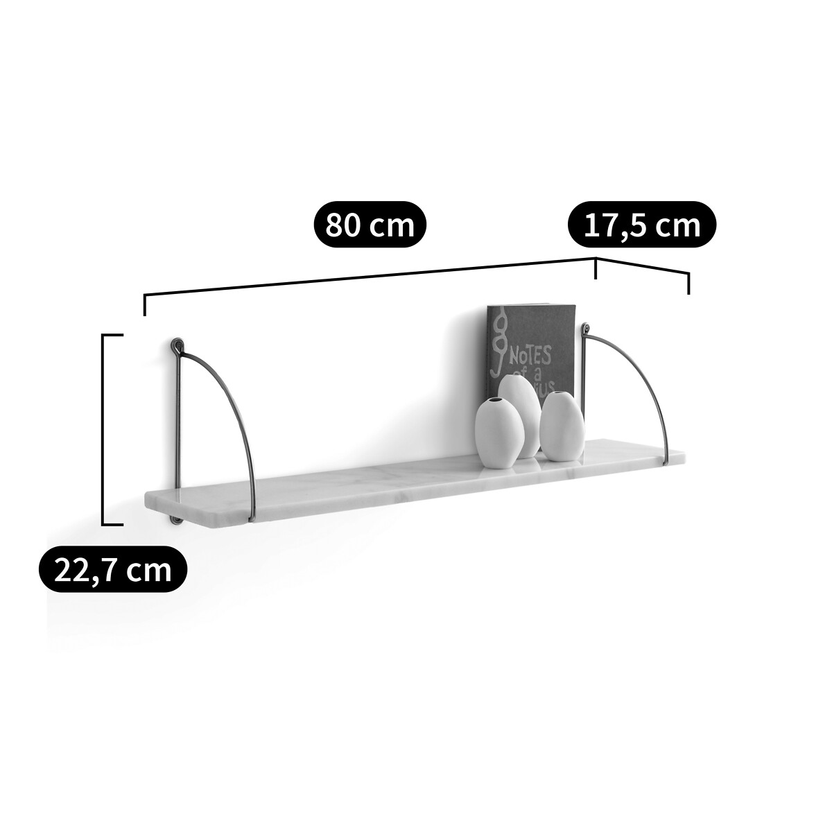 LA REDOUTE INTERIEURS<br>Prateleira de parede em mármore e latão L80 cm, Fitia