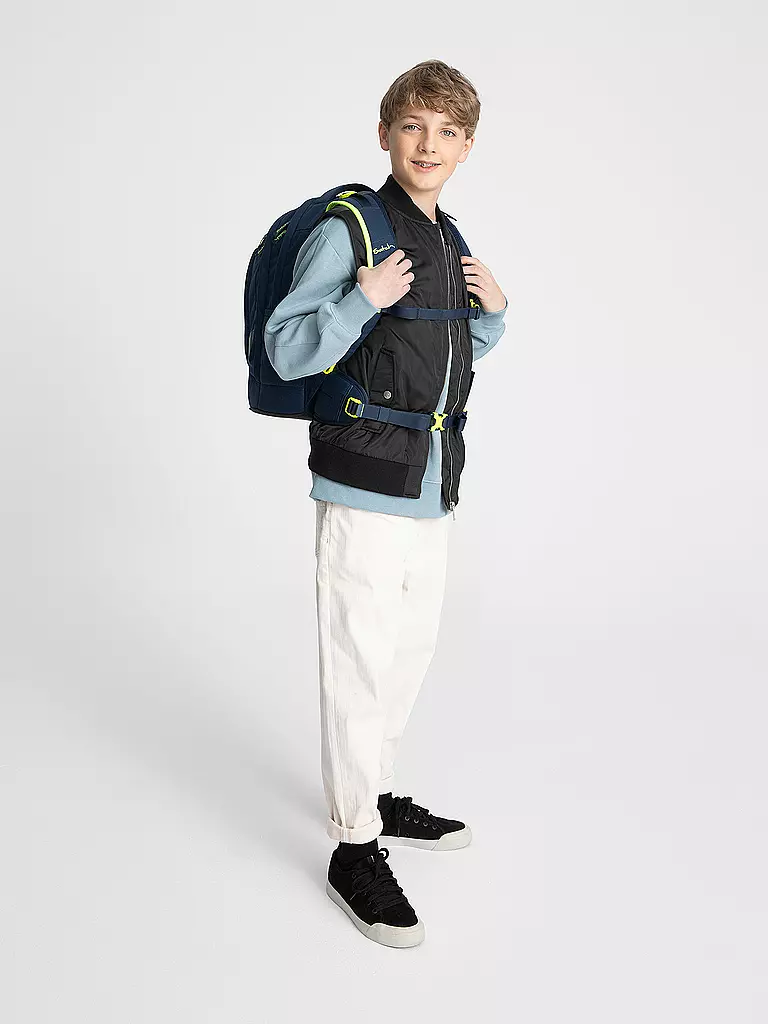 SATCH Schulrucksack Pack - Toxic Yellow dunkelblau