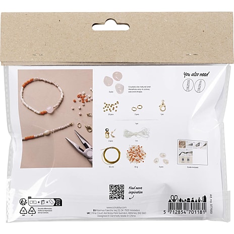 DIY kit smykke rosakvarthalskæde og armbånd
