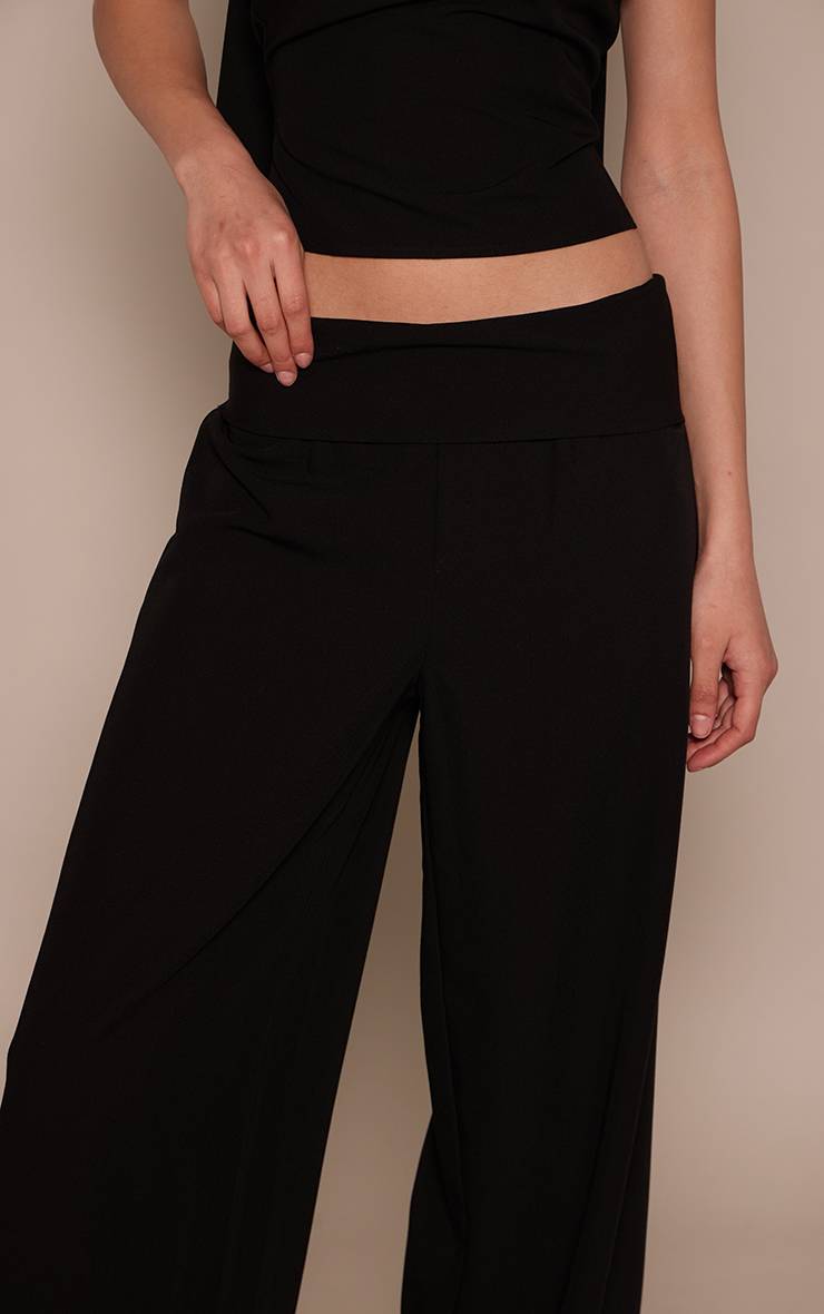 Noir Ensemble Coordonné Pantalon Tissé À Revers Plié