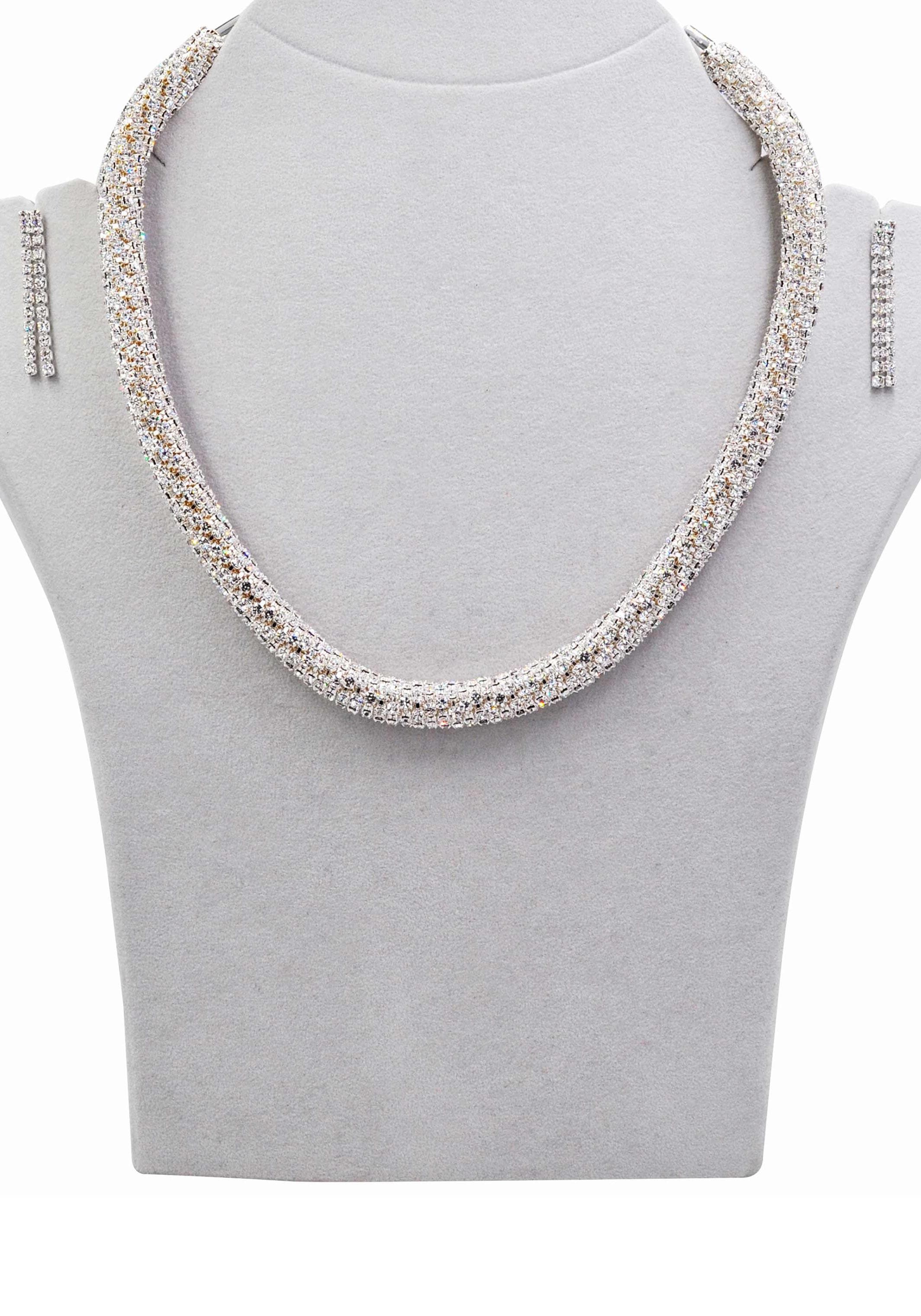 Firetti Ohrring und Ketten Set »Strass-Schmuckset, edel, elegant und glamourös« (Set, 3 Stk. tlg.)  mit Glasstein