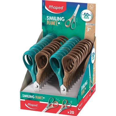 Maped Smiling Planet - Ciseaux Vivo 12 cm - disponible dans différentes couleurs - 50% en fibre de bois