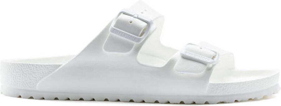 Birkenstock Witte Rubberen Slipper Dubbele Gespsluiting White