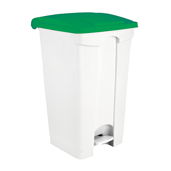 Conteneur HACCP blanc à pédale 90 litres, couvercle vert