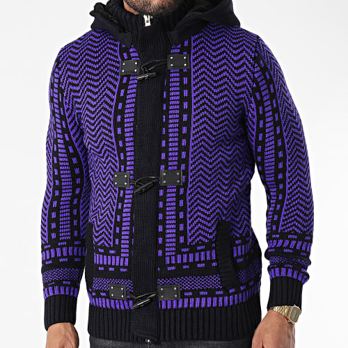 Gilet Zippé Capuche 3007 Bleu Marine Violet