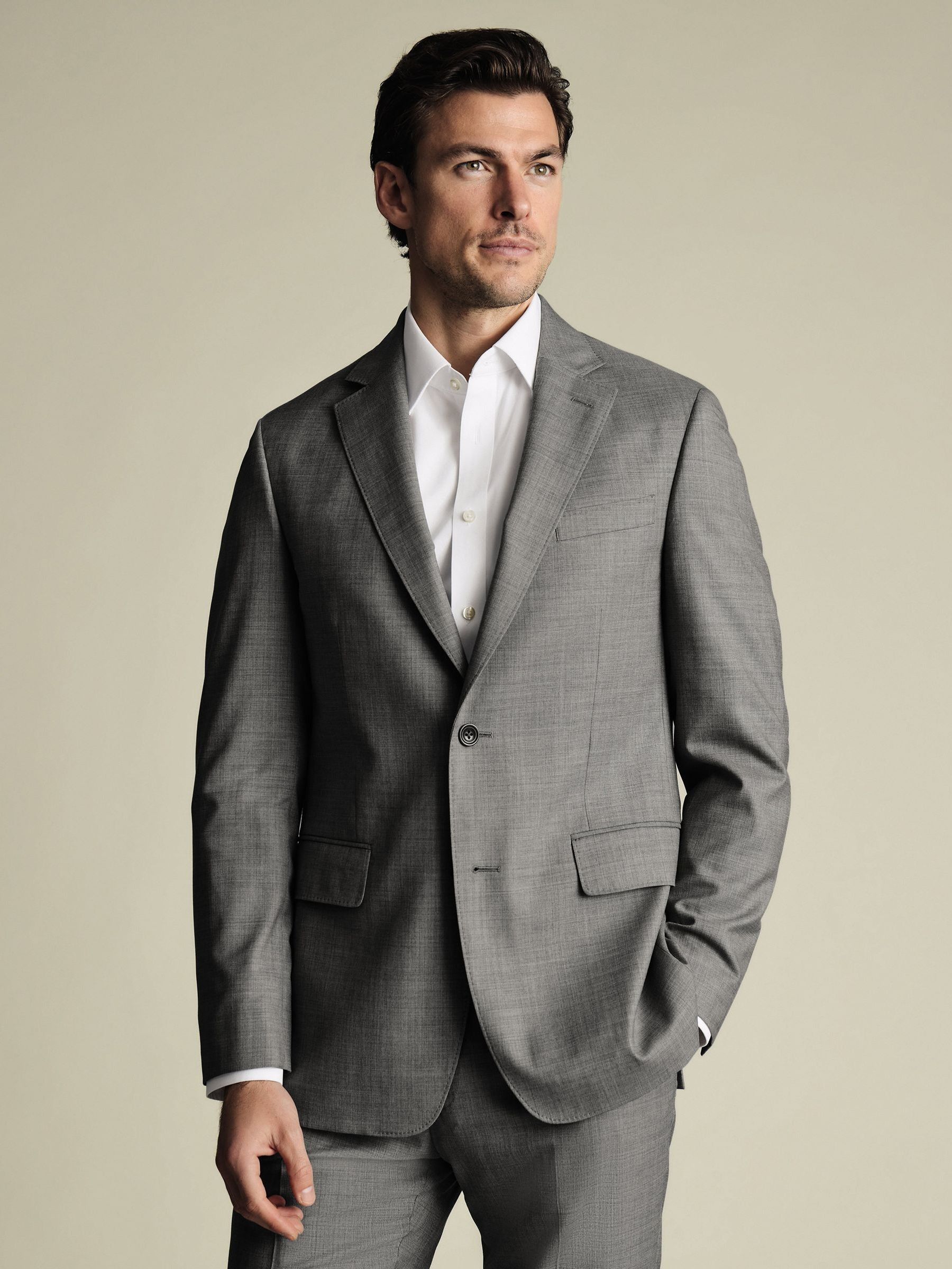 Grijs - Charles Tyrwhitt Sharkskin Slim Fit Jacket