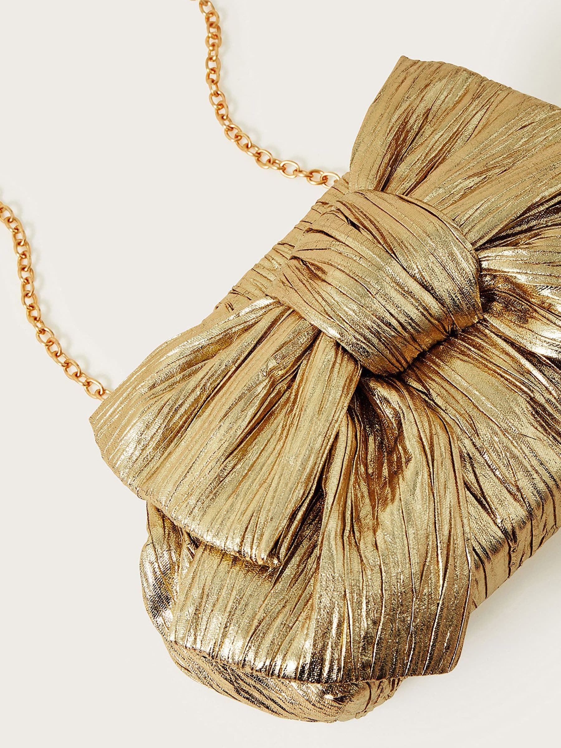 Monsoon Tone Oversized Bow Metallic Bag