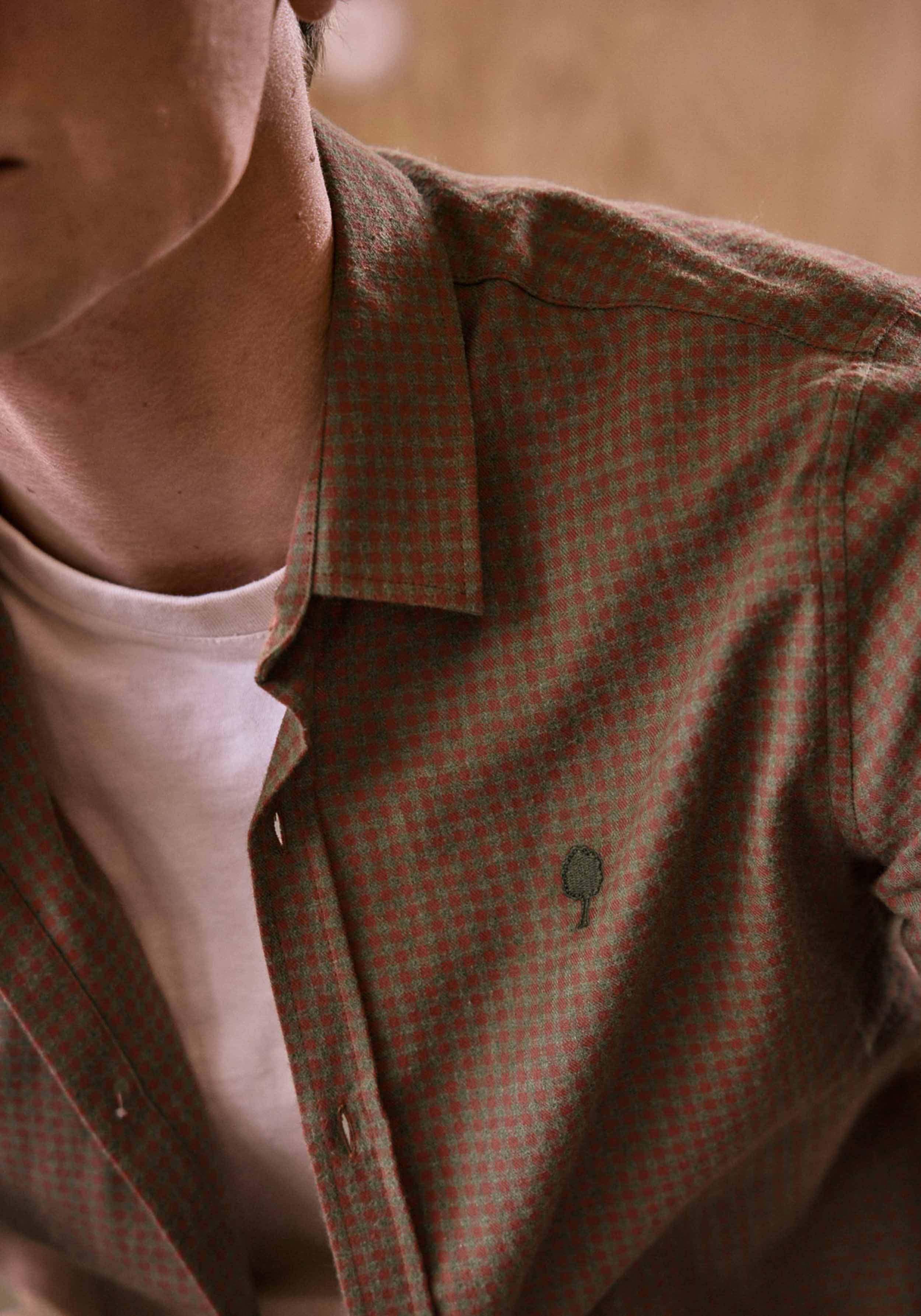 Faguo Flanell-Hemd Iraty Shirt Woven Kaki/Pink