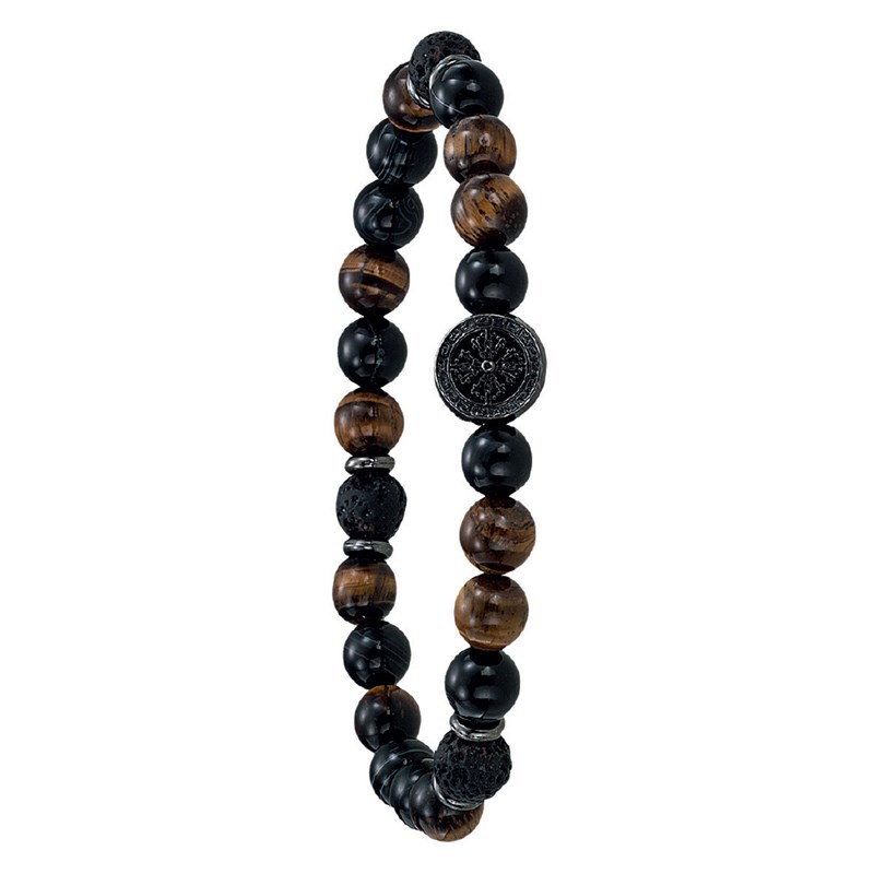 Bracelet YASUR, oeil de tigre et acier inoxydable