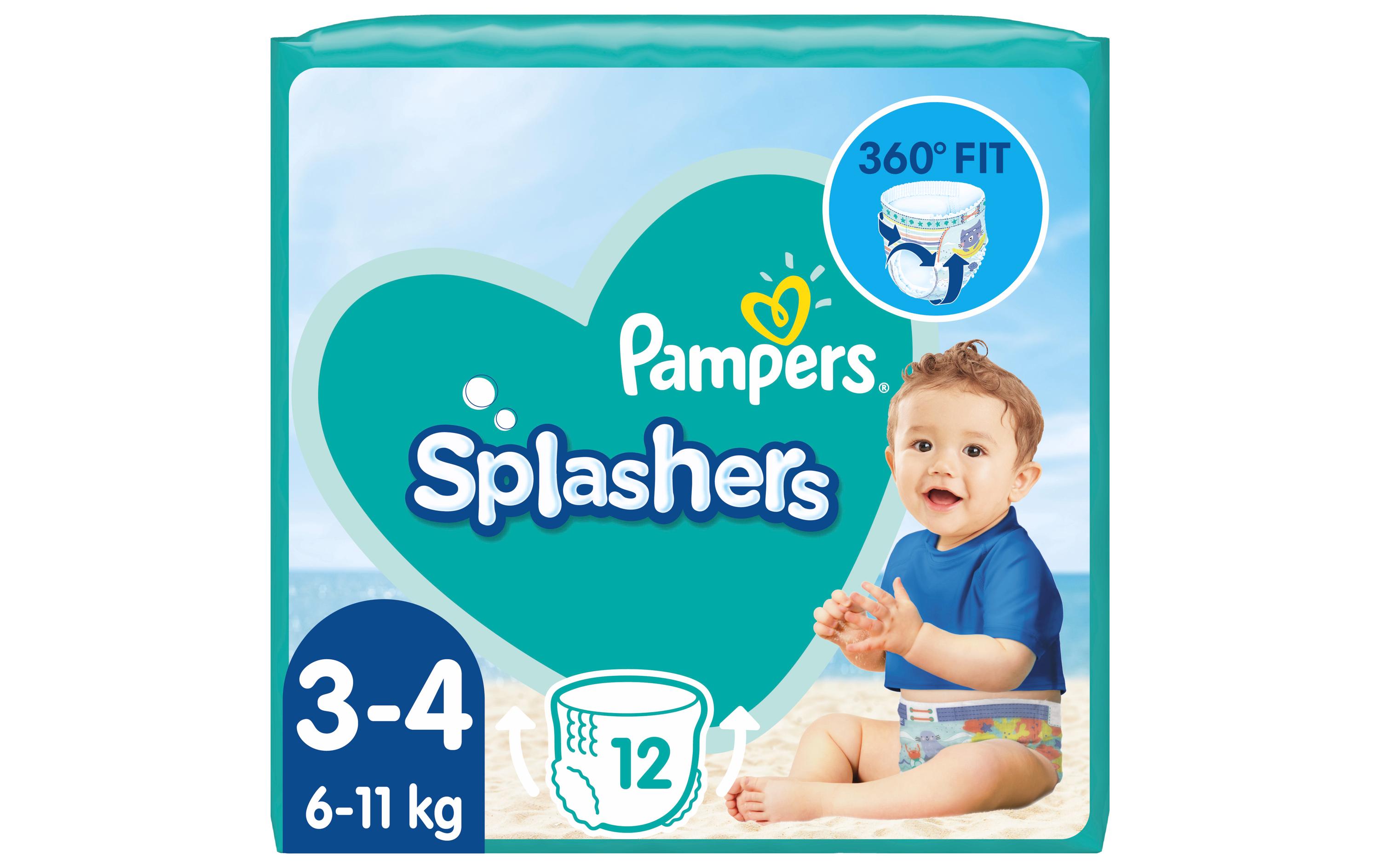 Windeln Splashers Tragepack Grösse 3-4, 12 StückBequeme Badewindeln für Kinder von 6 - 11 kg, 12 Stück
