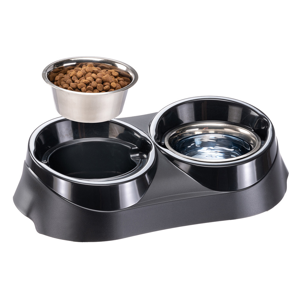 Porte-gamelle gamelles acier bord de confinement nourriture eau chien ferplast duo feed