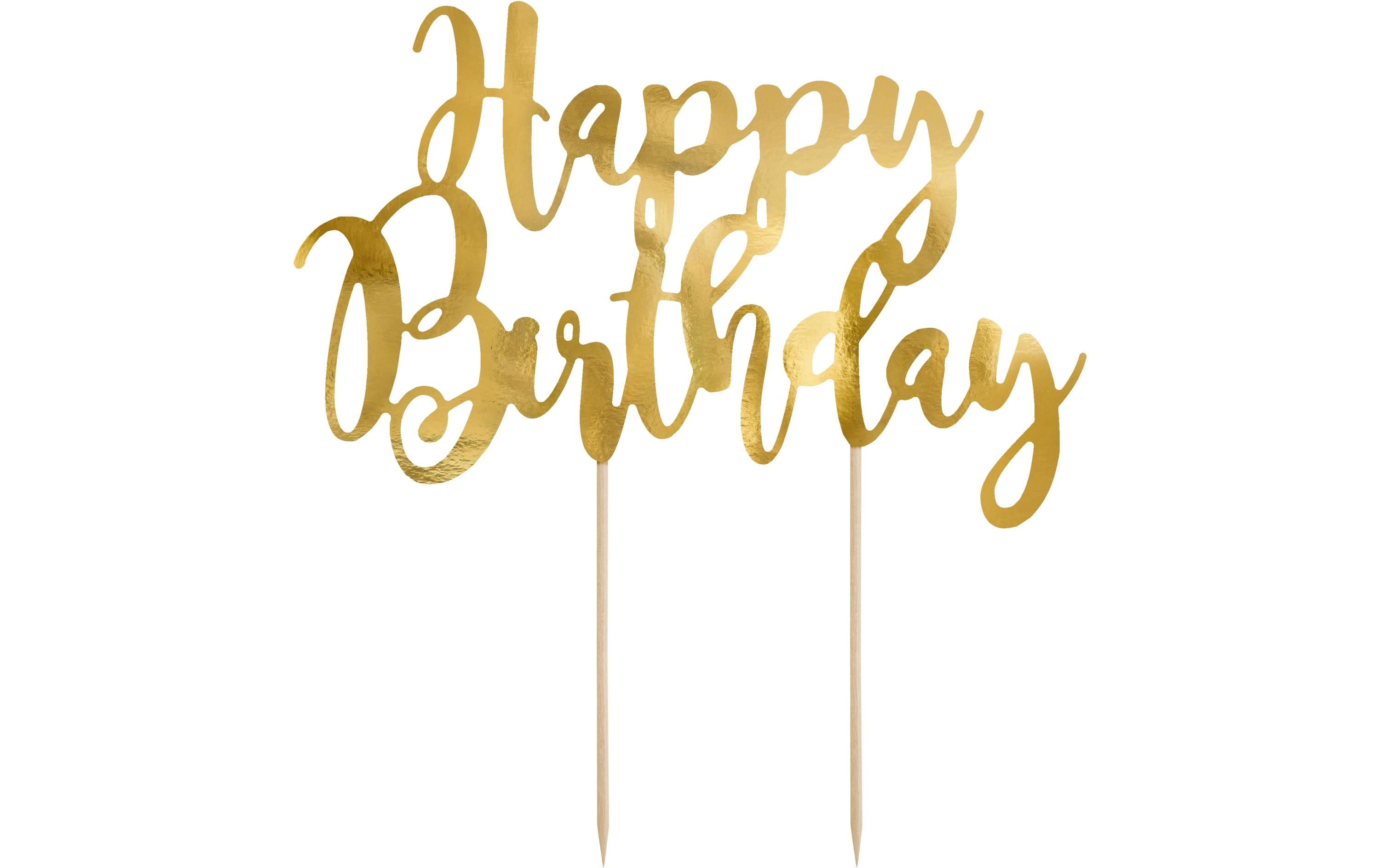 Kuchen-Topper Happy Birthday 1 Stück, GoldEleganter Torten-Topper