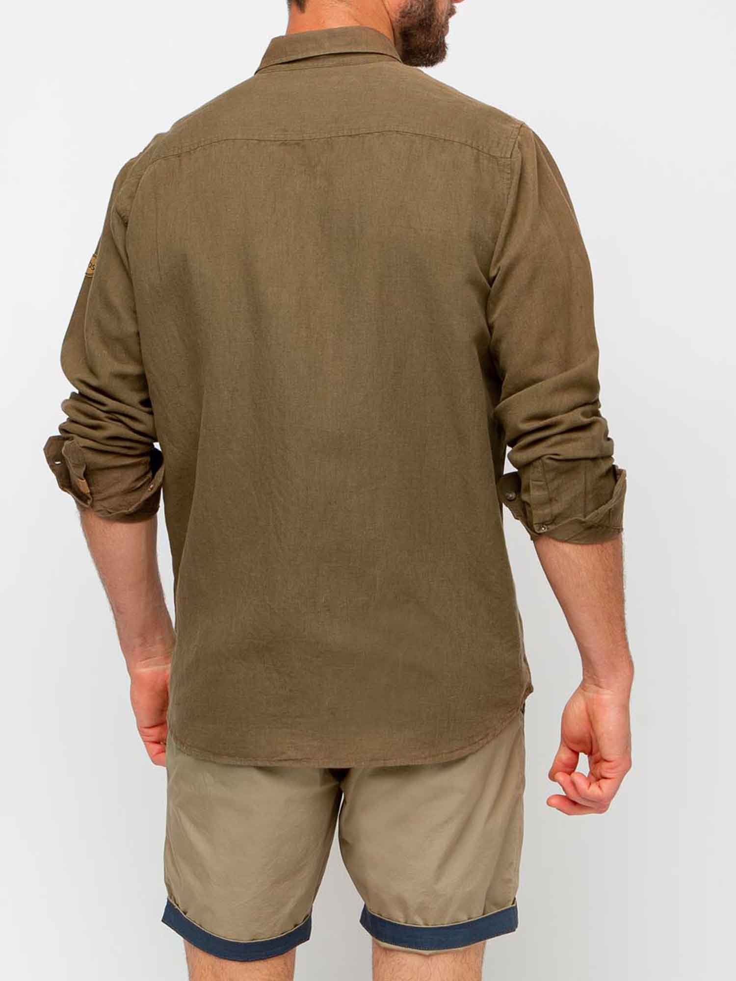 Chemise Homme Coton et Lin Kaki