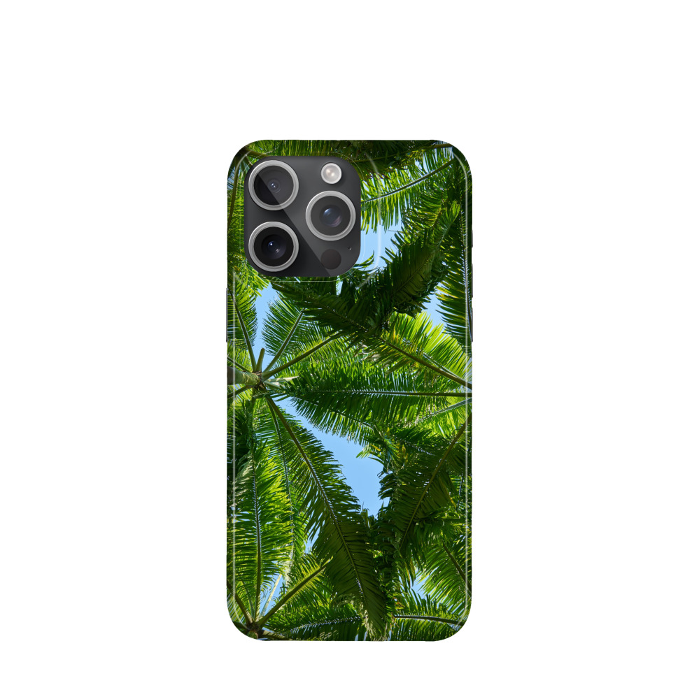 iPhone 15 Pro Max Kunststoff Hülle Palmen Dach - Grün