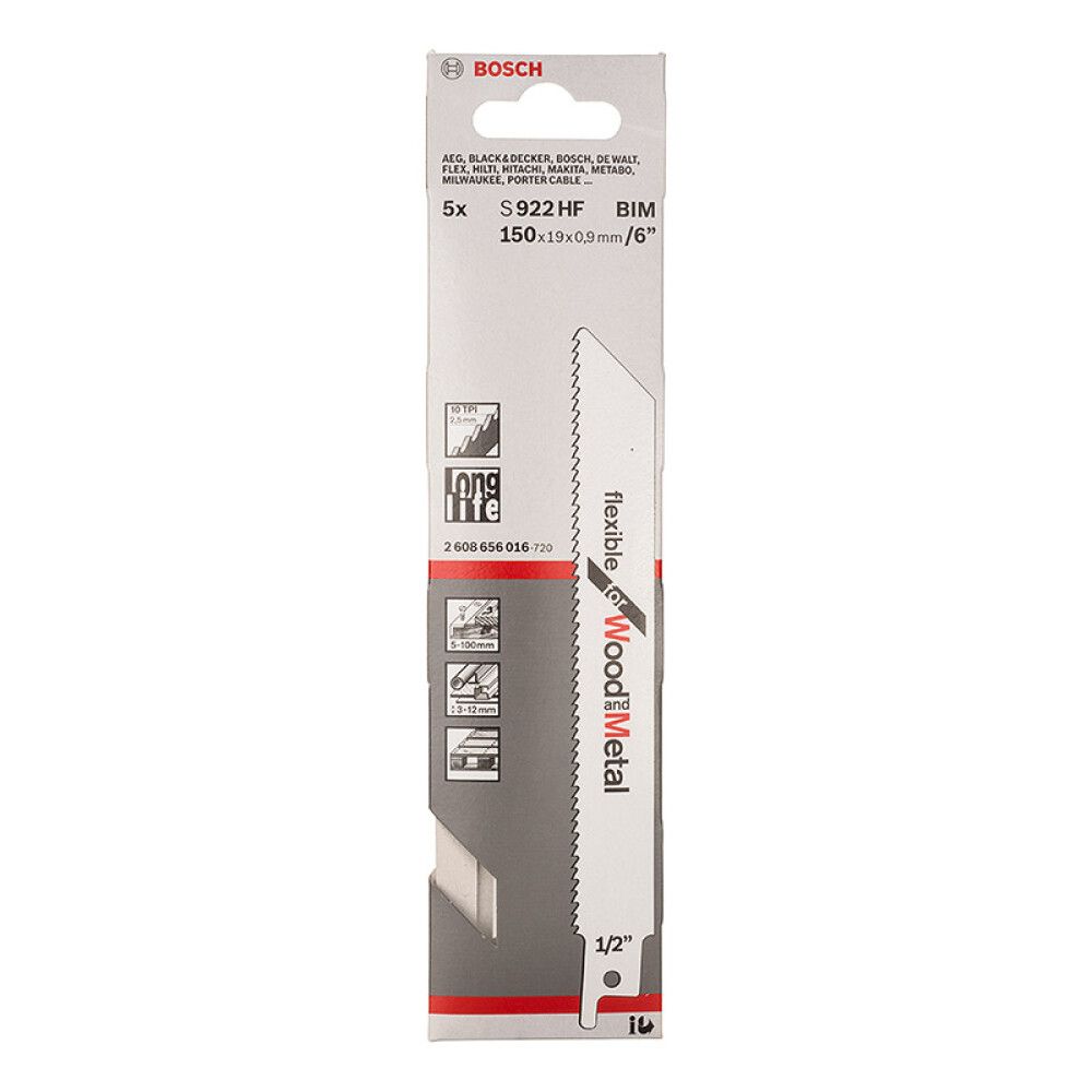 BAJONETTSAGBLAD BOSCH PROFESSIONAL S922 HF 5-PK