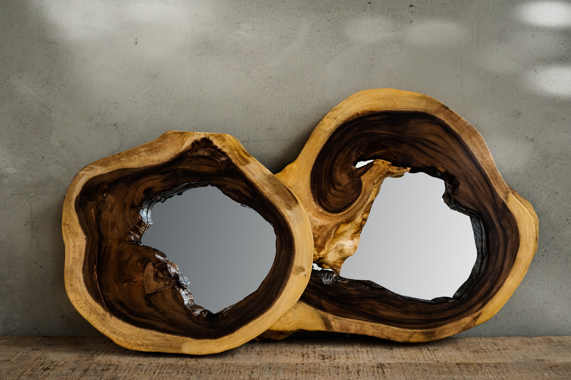 Wandspiegel 'Akazie', natur, B 70-80 cm, H 60 cm von fischer's lagerhaus