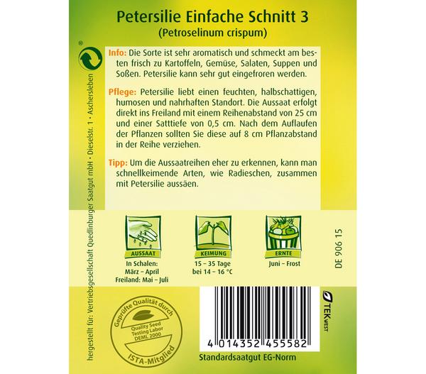 Quedlinburger Samen Petersilie 'Einfache