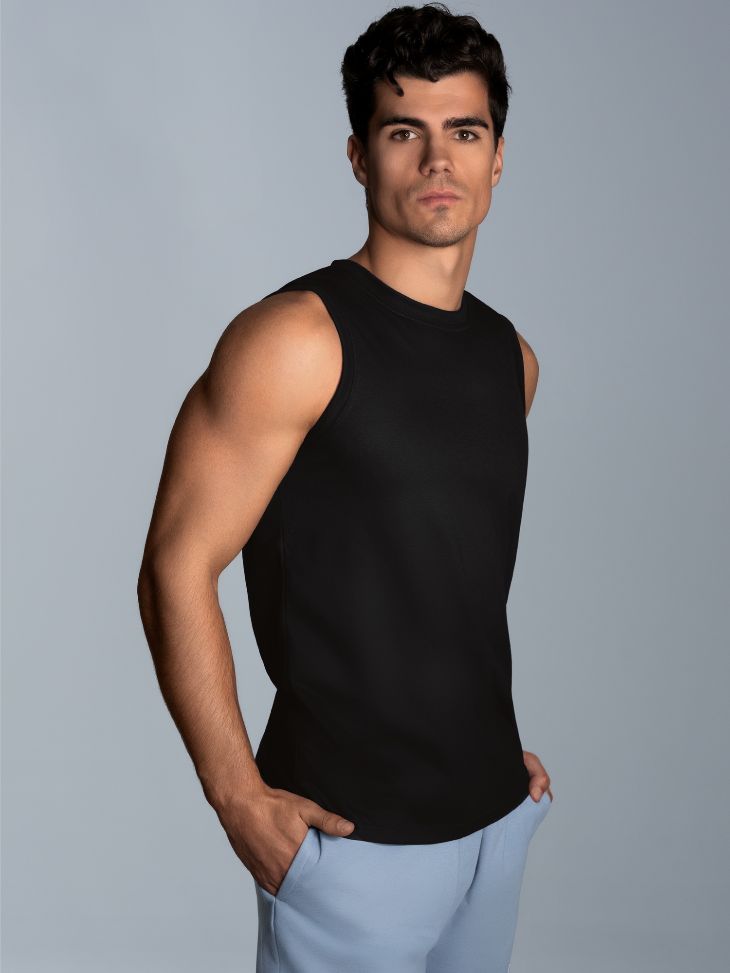 Trägershirt aus Single-Jersey Schwarz