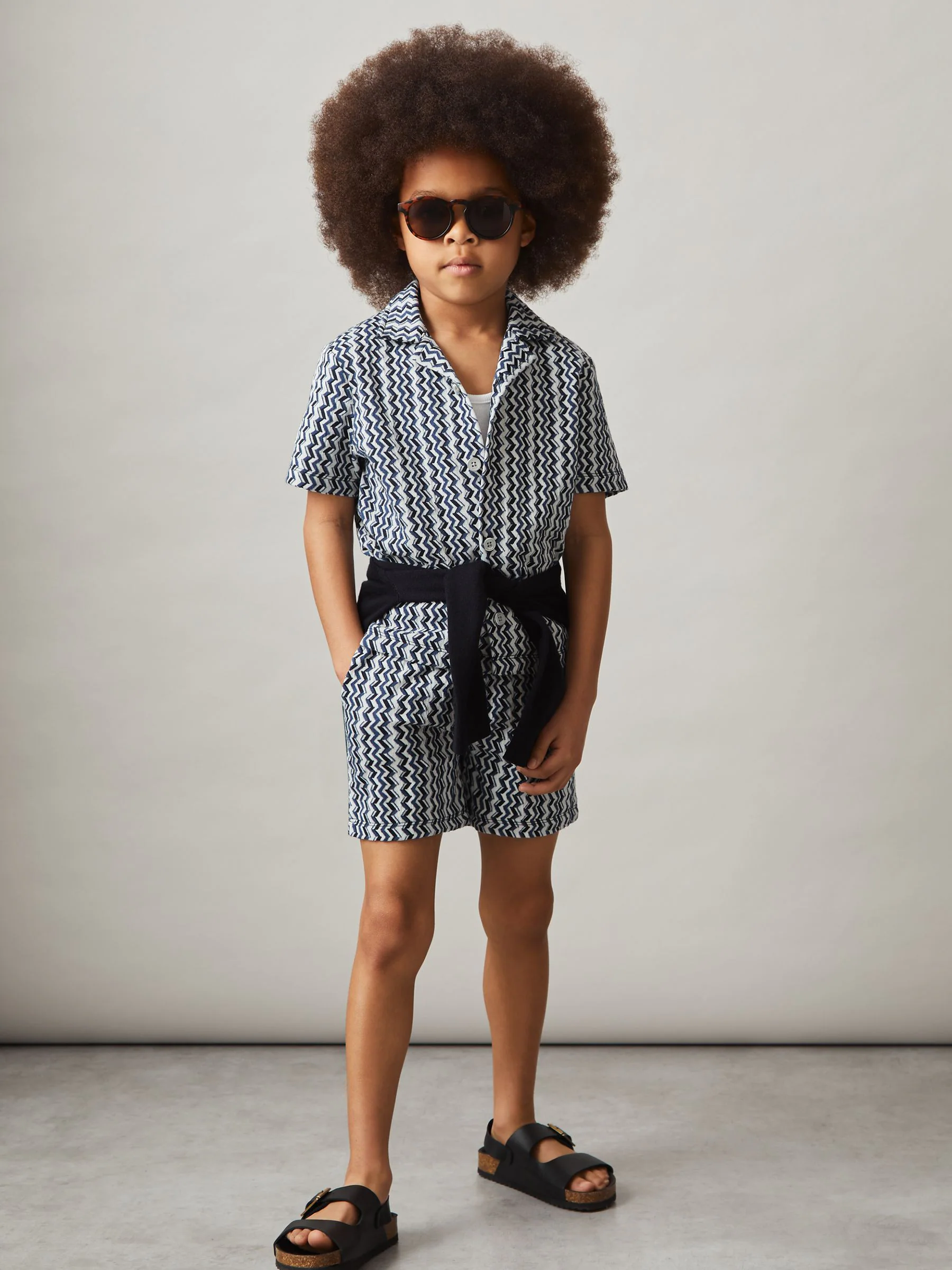 Reiss Teti Zig-Zag Knit Drawstring Shorts