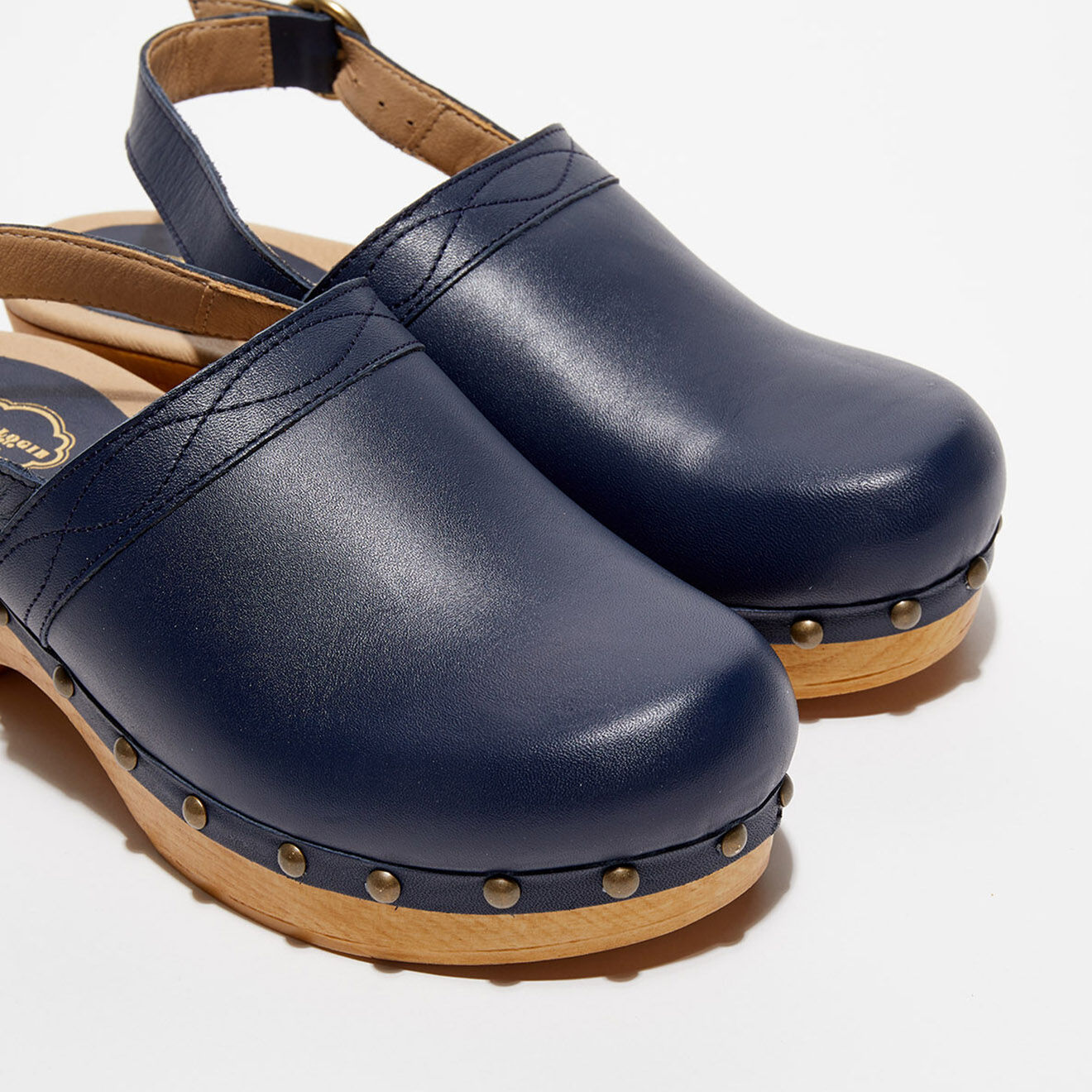 Apologie Studio Sabots en Cuir Nicole marine - Talon 5 cm