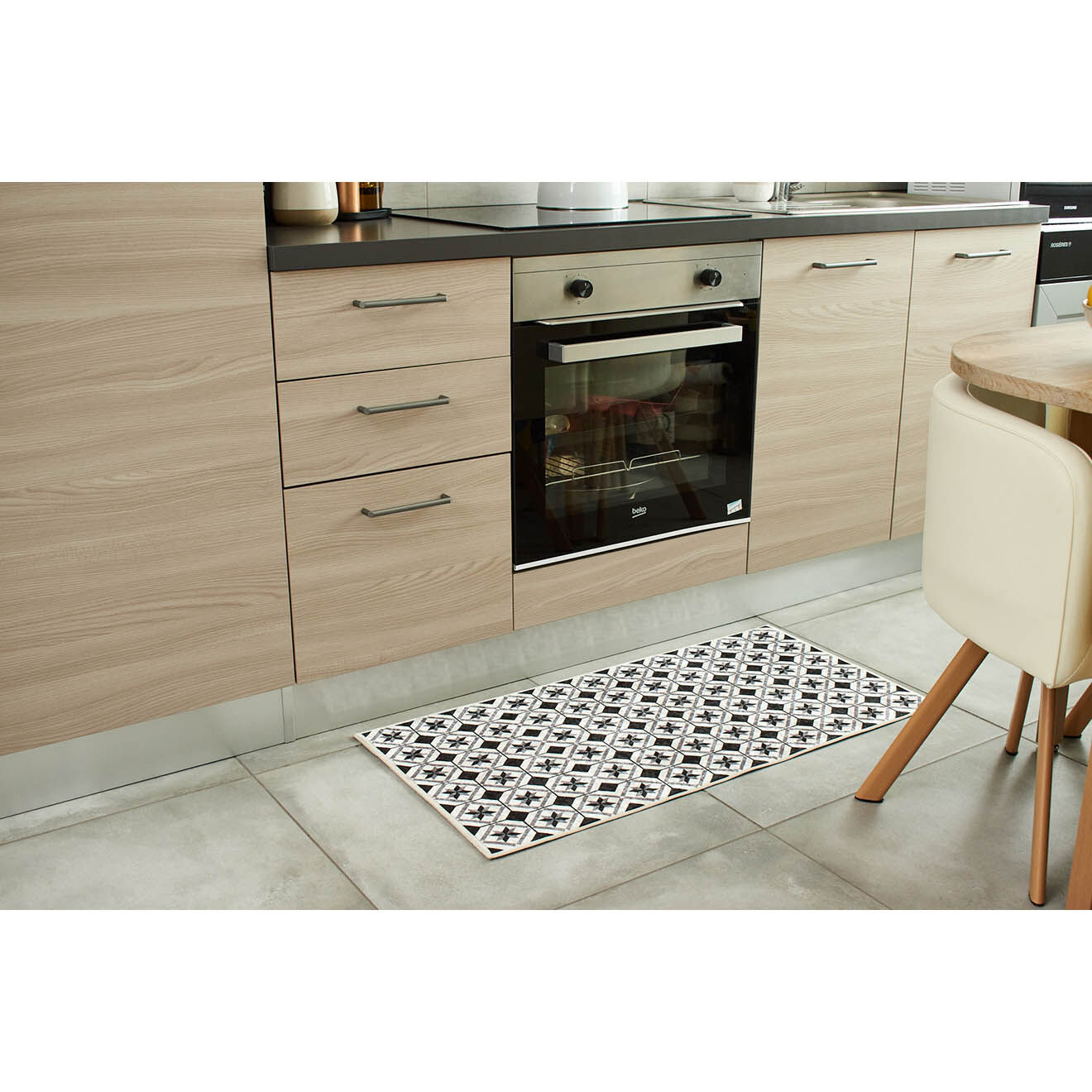 Nazar Rugs Tapis Azulejo 754 noir - 50x100 cm