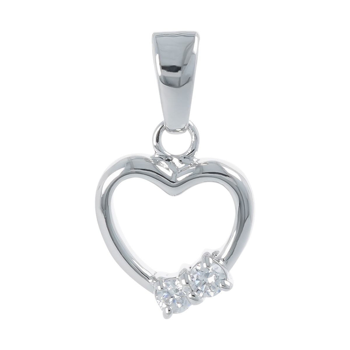 Pendentif argent rhodié avec cz forme coeur 1.50grs