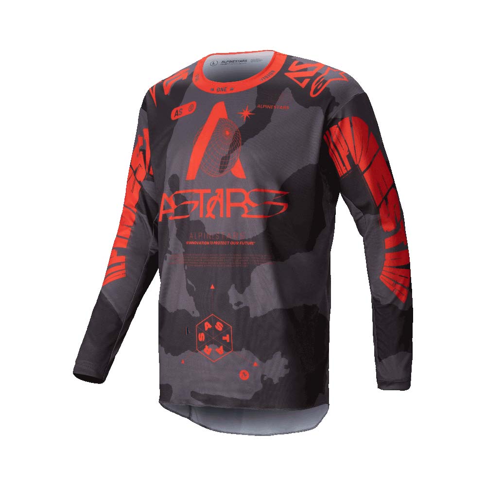 Alpinestars - Maillot Racer Hollow Camouflage Gris / Orange fluo