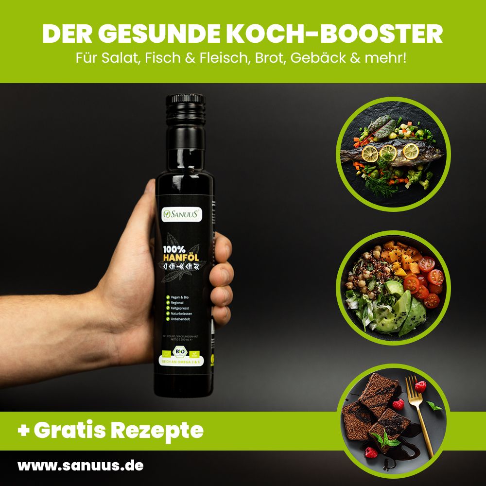 SANUUS® Premium Bio Hanföl 100% kaltgepresst 4x500ml