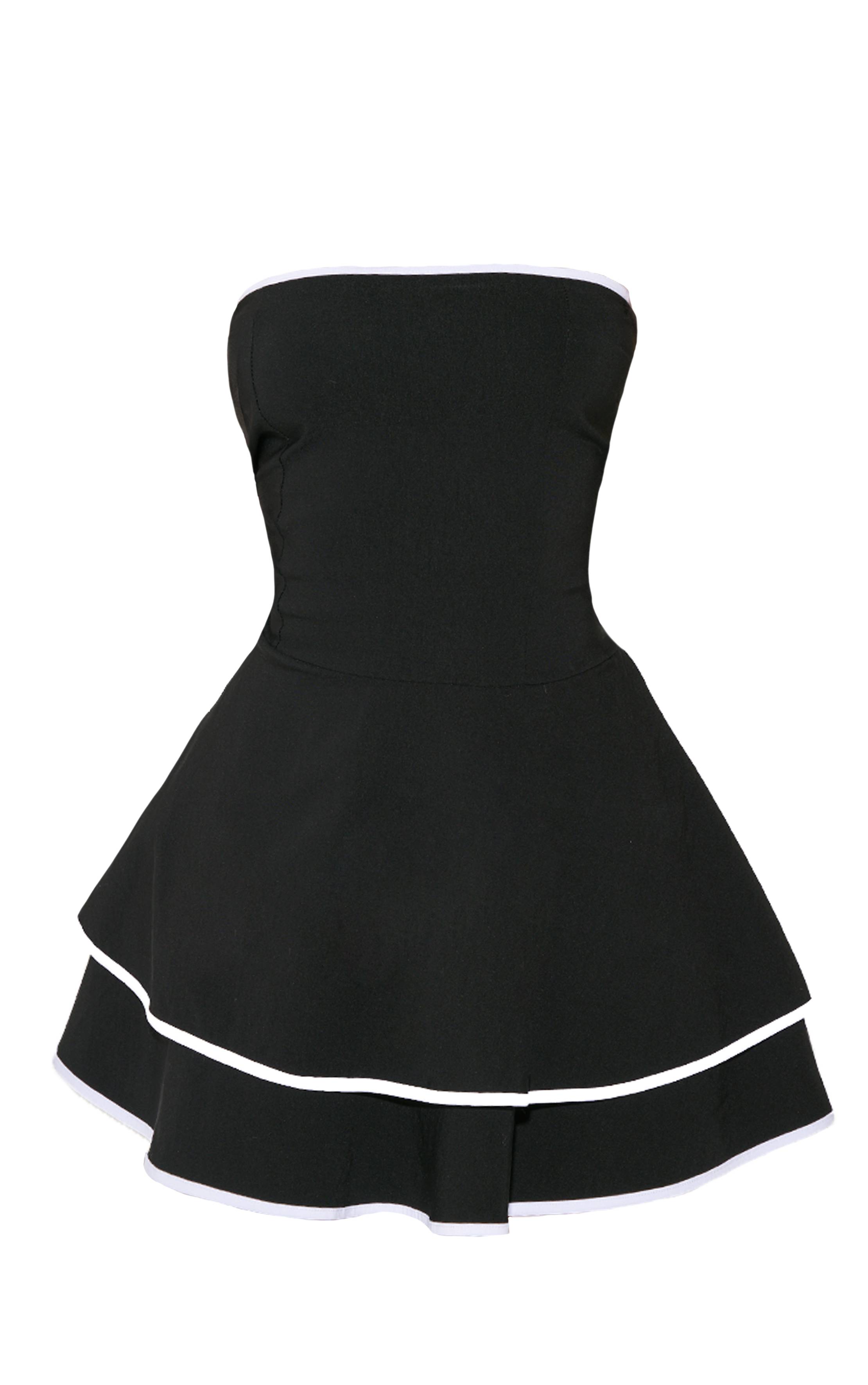 Noir Robe Droite Étagée À Contraste En Tissu Extensible Petite