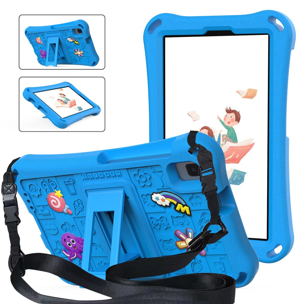 Samsung Galaxy Tab A11 / A9 Stossfeste Kinder Schaumstoff Hülle mit Griff   Kickstand   Schultergurt - Blau