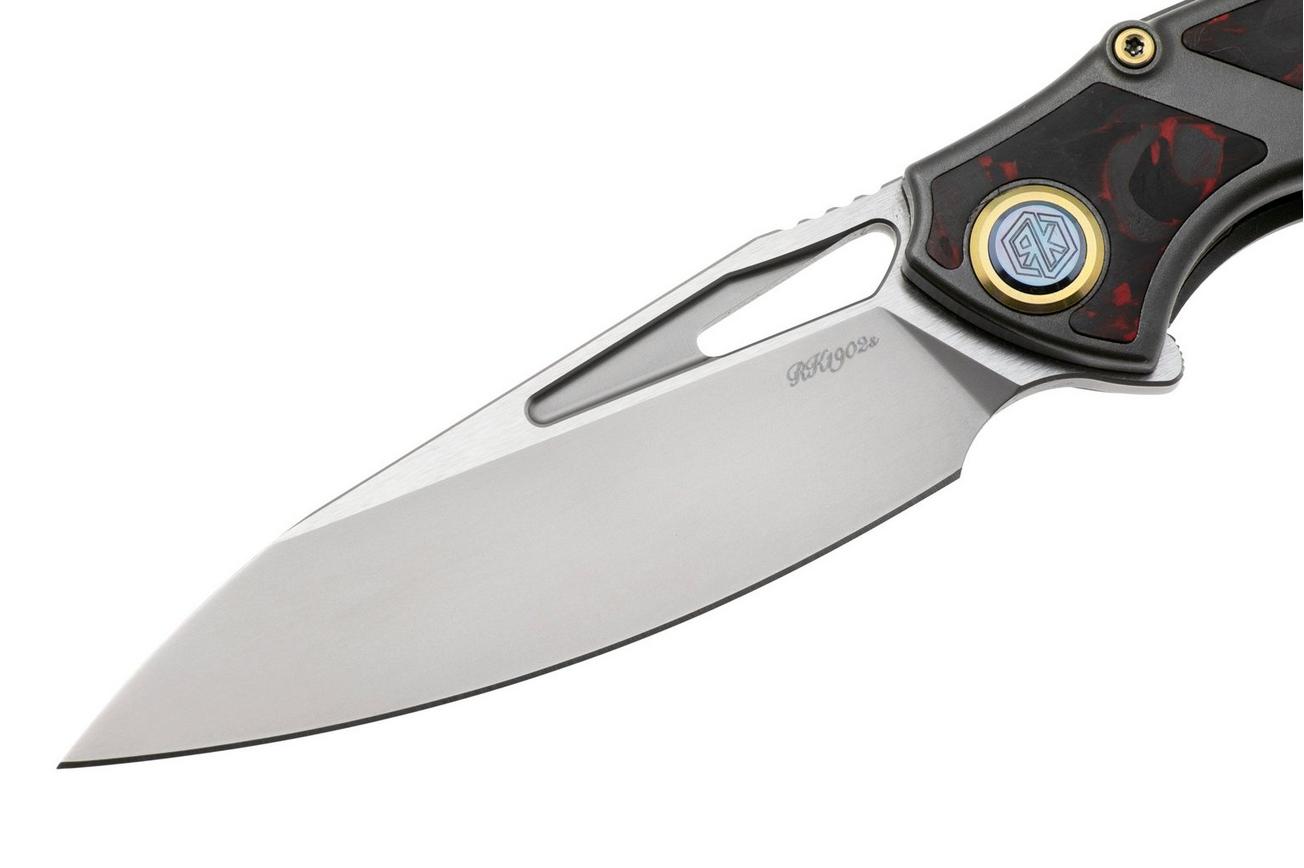 Rike Knife 1902 RK1902S Böhler M390, Titanium Red Carbon Fiber, zakmes