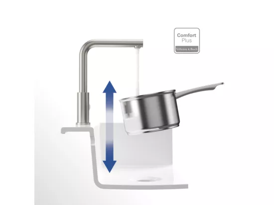 Robinet cuisine VILLEROY ET BOCH Modern Steel acier massif poli + nettoyant