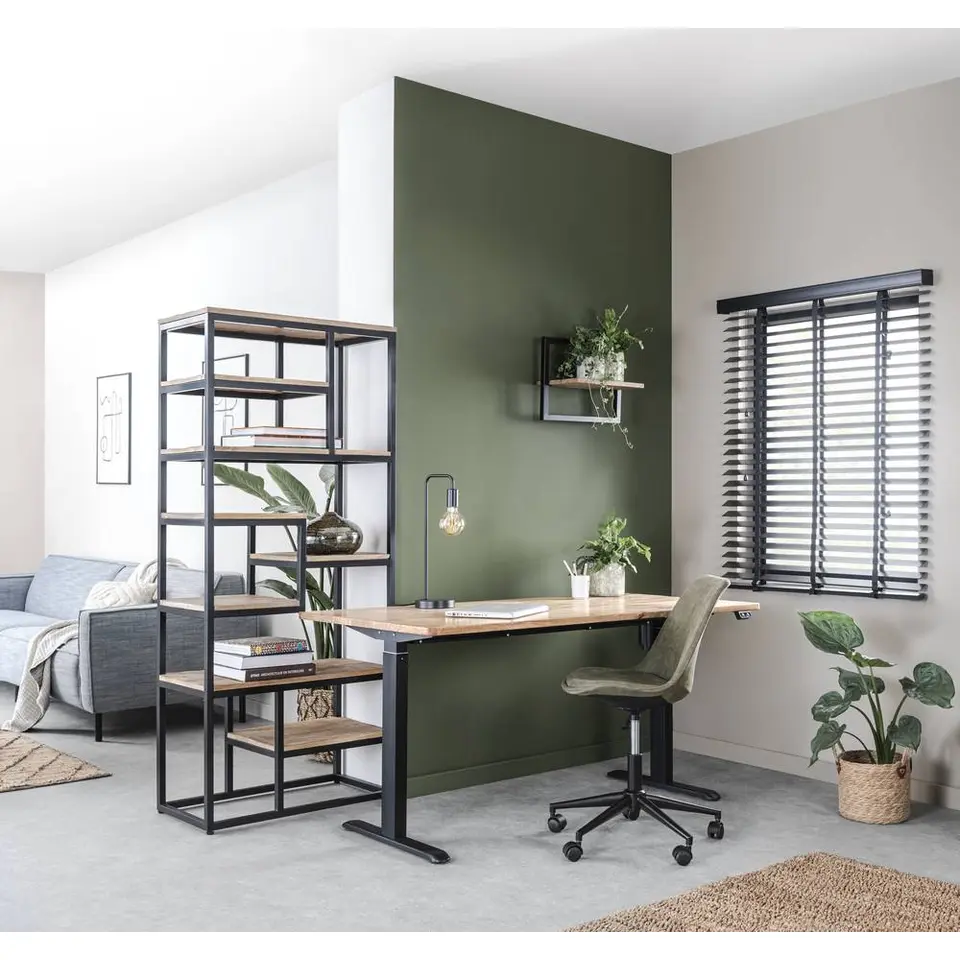 Bureau Homeworx zit/sta elektrisch verstelbaar – mangohout/zwart - 75/118x160x80 cm