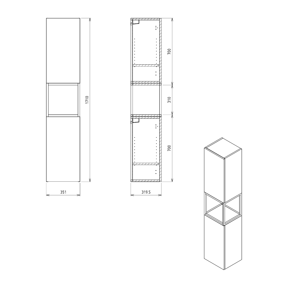 Sapho Skara hoge eiken kast 35x171x32cm bruin