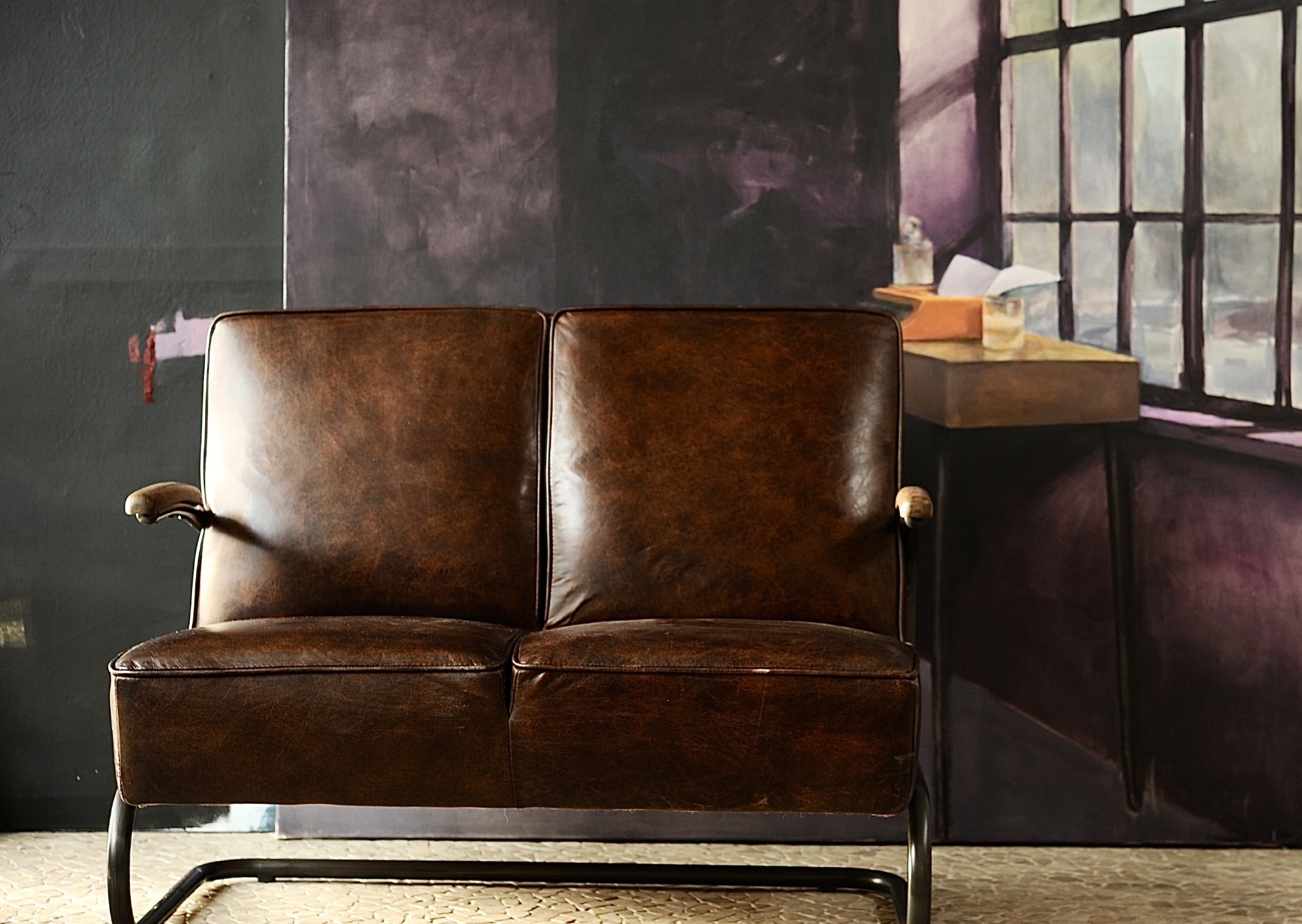 Ledercouch 'Joe Fendt', braun, B 115 cm, H 92 cm, T 85 cm von fischer's lagerhaus