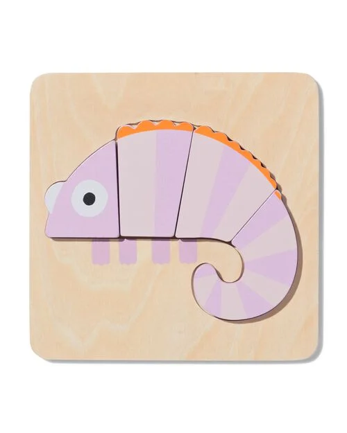 puzzle à encastrement en bois caméléon