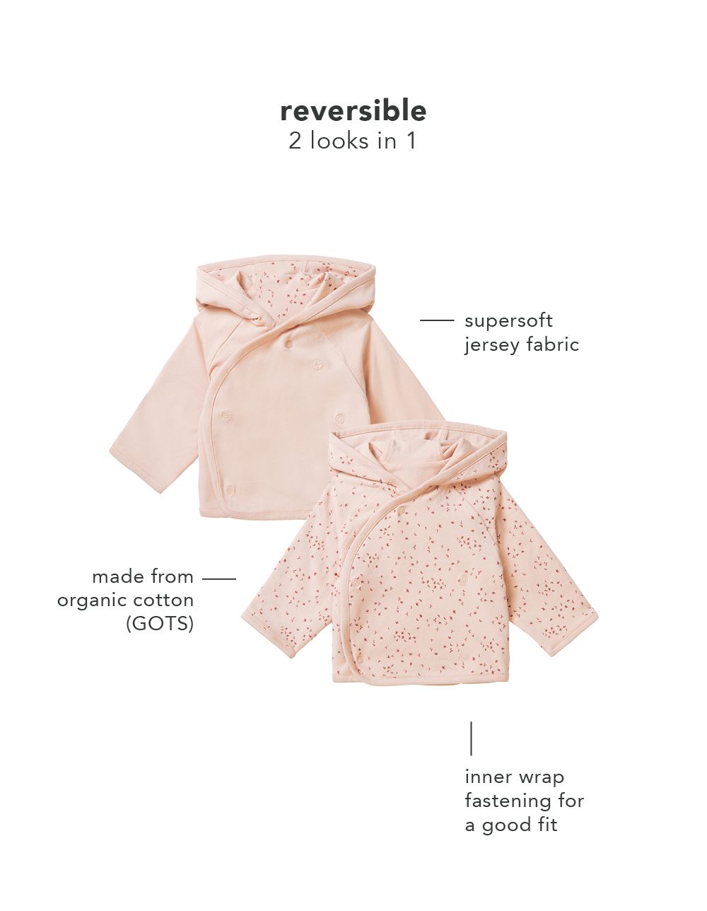 Noppies Newborn Jack Naper - Reversible - Rose Smoke