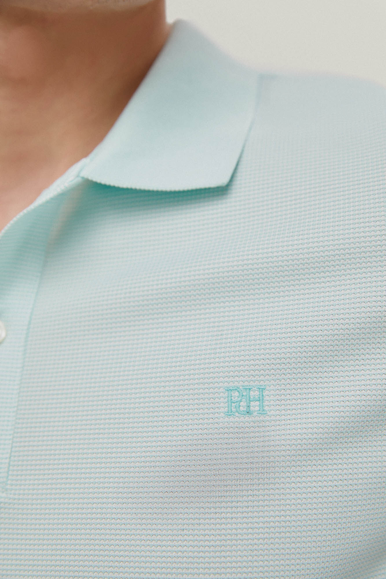 Camisa polo estruturada em jacquard - Turquesa