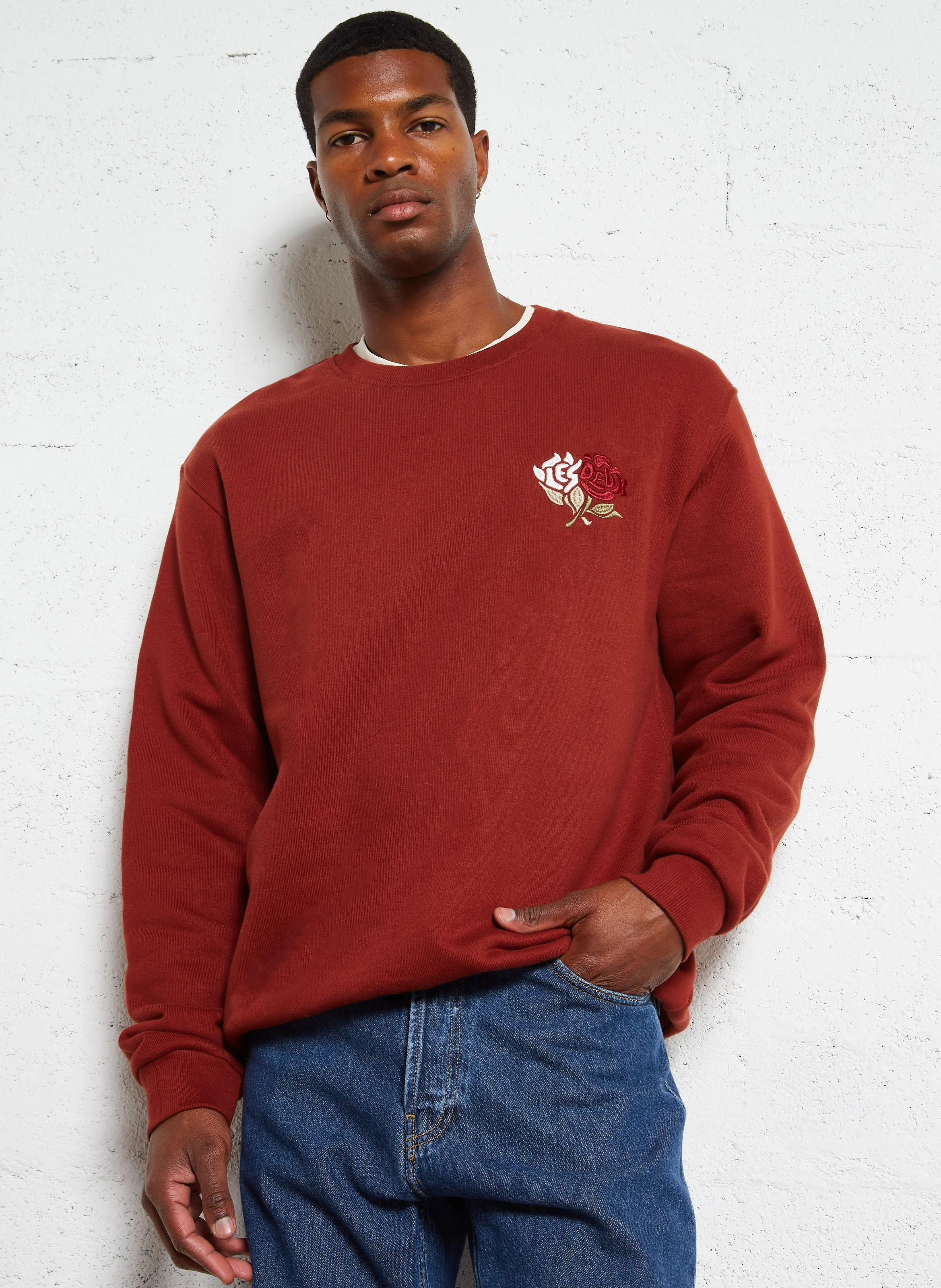FELIPE - Sweat oversize col rond en coton | Rouge